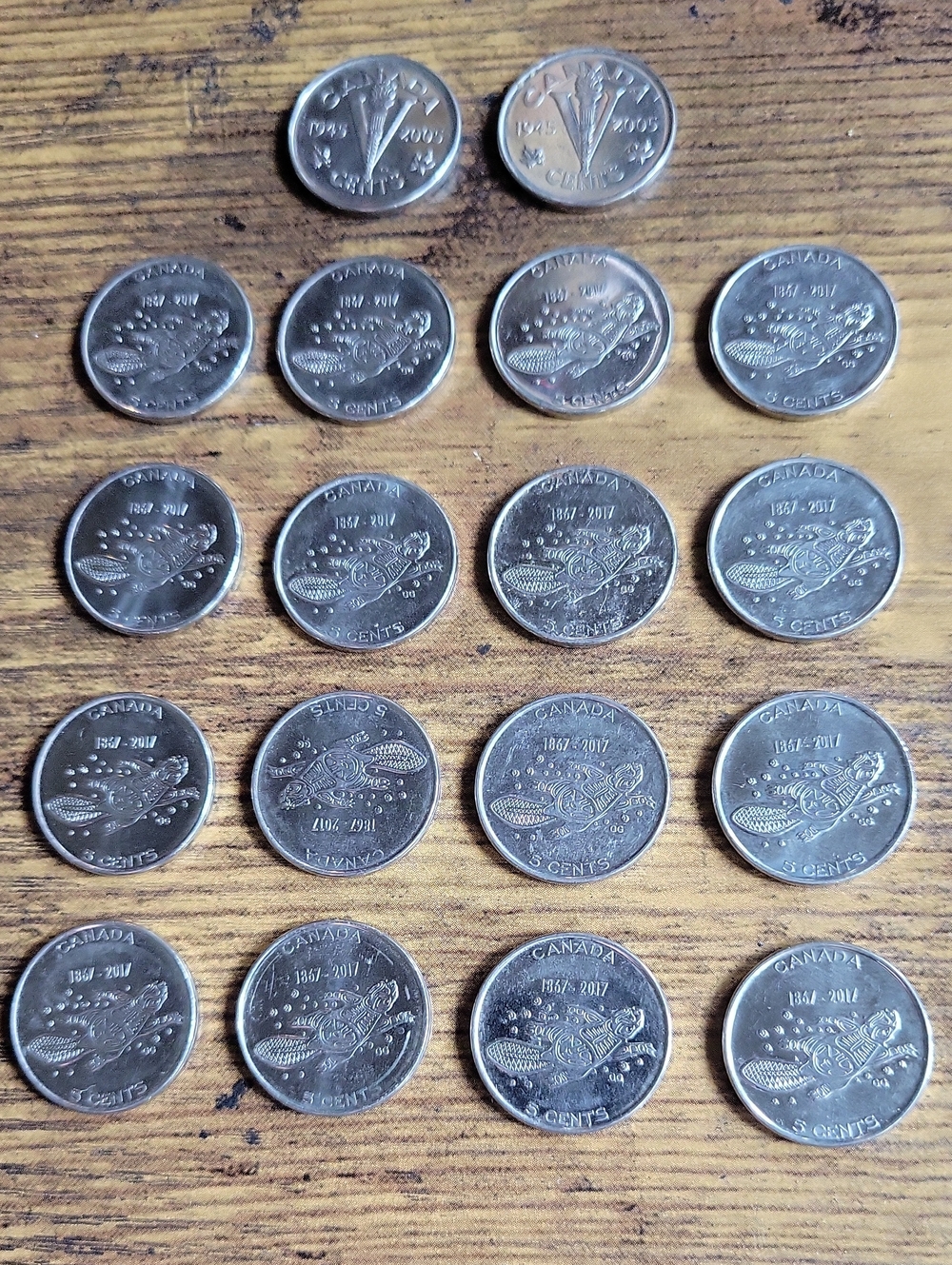 2017 Canada 5 Cent Commemorative Coins - Lot of 18